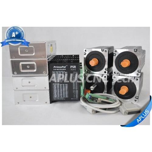 4-Axis NEMA 34 Key Shaft Stepper Motor 1696oz-in & Driver PSR8078 & 48V Power Supply Kit
