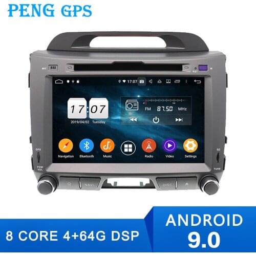 8" Android 9.0 4+64 Car DVD Player GPS Radio for KIA Sportage 2010 2011 2012 navigation multimedia auto stereo Headunit DSP