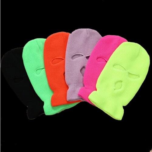 Ski Mask Knitted Face Cover Winter Balaclava Full Face Mask for Winter Outdoor Sports CS Three 3 Hole Balaclava Knit Hat Bonnets