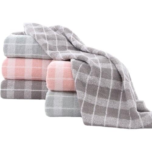 Bath Towel 100%Cotton Plaid Absorbent Beach Thickened Soft Adult Baby Children Bath Towel Comfortable Fashion Safe No Odorless