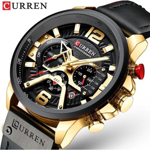 Curren 8329 Mens Watches Top Brand Luxury Chronograph Men Watch Leather Luxury Waterproof Sport Watch Men Male Clock Wristwatch