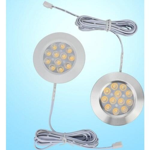 DC 12V 3W Conceal Installation LED Under Cabinet Lights Round Kitchen Counter Shelf Lamp Wardrobe and Drinks Lights