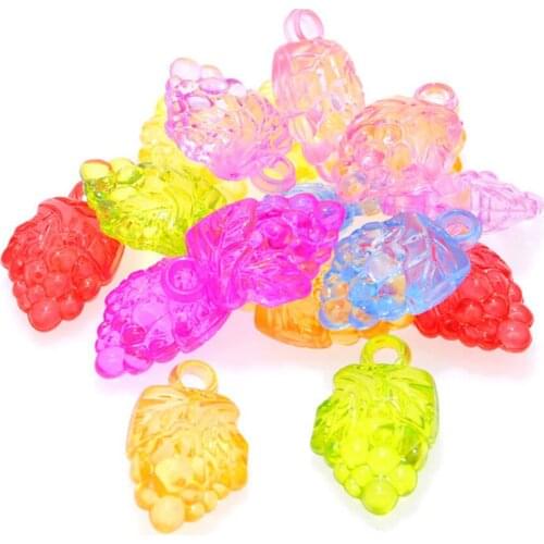 DIY Jewelry Findings Acrylic Colorful Necklace Pendant Fruit Grape Shape Plastic Ornament Accessories Charms 26*16mm 330pcs