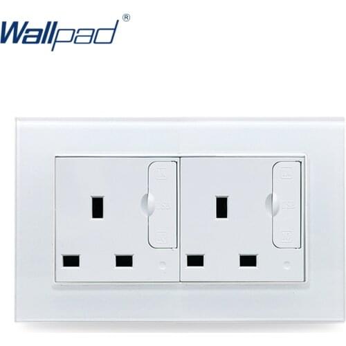 Double 13A Socket with 2 USB Wallpad Luxury Glass Panel 110V-250V 146*86mm 13 amp UK Standard Socket with USB Charging Ports