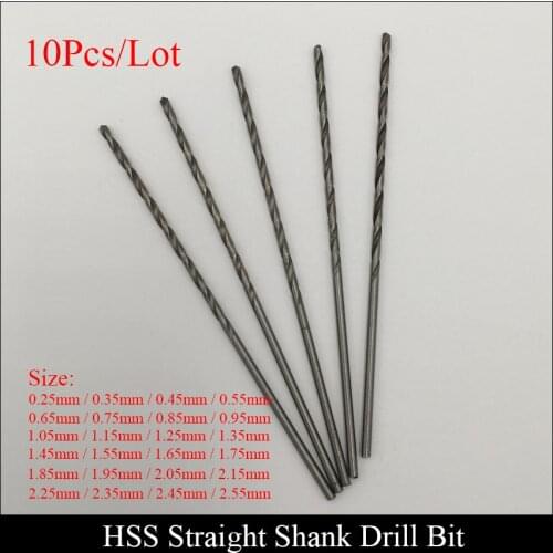 0.25mm 0.35mm 0.45mm 0.55mm 0.65mm 0.75mm Metal Wood Power Tool High Speed Steel HSS Micro Mini Twist Straight Shank Drill Bit