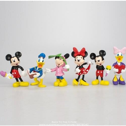 Disney Mickey Mouse Minnie 6pcs/set 6cm Action Figure Posture Anime Decoration Collection Figurine Toy model for children gift