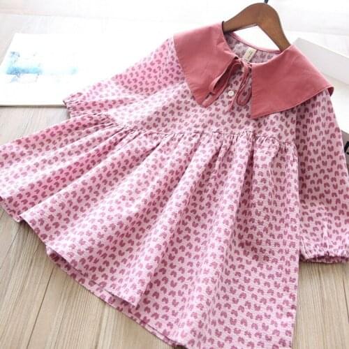 Girls print cotton long sleeve princess dress wholesale