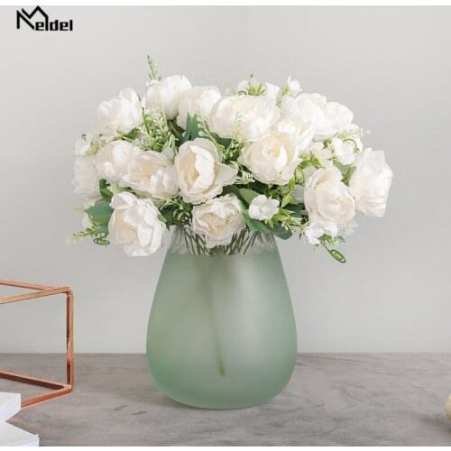 Meldel Artificial Flower Silk Peony Bunch 7 Heads Big Peony Fake Flower Mini Bouquet Wedding Festival DIY Home Party Decorations