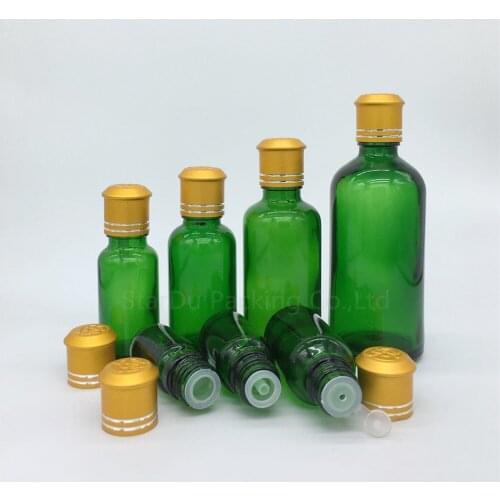 5ml/10ml/15ml/20ml/30ML/50ml/100ml Green Glass Bottle Vials Essential Oil Bottle With Decorative Pattern Cap Perfume Bottle