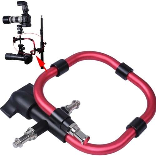 Red Support Arm Camera Holder Flash Bracket for Manfrotto MA050A Snake Arm Tripod Panning Ball Head Light Stand - Load 3-5kg