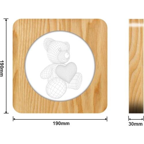 Love Heart Bear 3D LED Arylic Night Lamp Table Light Switch Control Carving Lamp for Room Decorate Birthday Gift Dropship