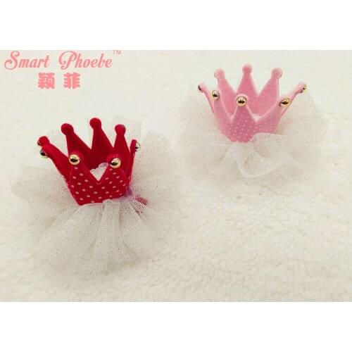 Boutique 10pcs Fashion Cute Polka Dot Lace Tiaras Hairpins Solid Kawaii Crown Hair Clips Princess Headwear Hair Accessories