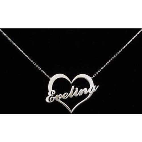 Fashion Jewelry Personalized Font Pendant Necklace Stainless Steel Gold Chain Custom Heart Name Necklaces Women Bridesmaids Gift