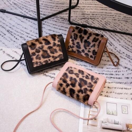 2021 New Women Winter PU Shoulder Bag Handbag Lady Leopard Print Handbag Female Party Small Girls Tote Bag