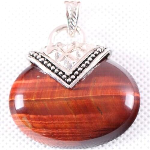 Necklace Pendant 40x40MM Oval CAB Cabochon Natural Red Tigers Eye Stone Bead Jewelry Gift K1139
