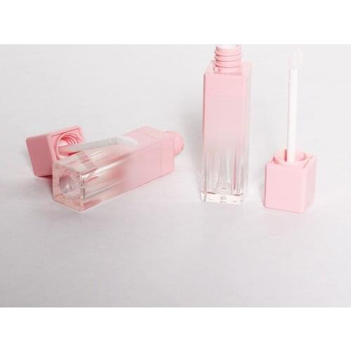 100pcs 8ml Plastic Square Lip Gloss Tube Gradient Pink Lip Gloss Tube Refillable Bottles DIY Empty Cosmetic Container