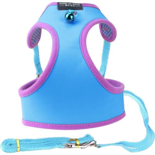 Cat Leads for Kitten Puppy Small Medium Dog with Bell Walking Leash Imitated Leather Pet Cat Harness Vest Adjustable