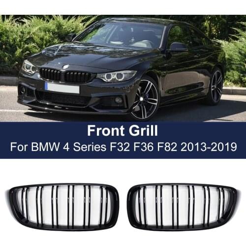 2PCS Car Front Hood Kidney Grille Racing Grills for BMW 4 Series F32 F33 F36 F80 F82 M4 13-19 Double Slat Line Replacement Part