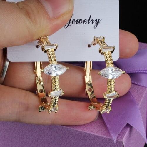 Fashion Women Round Earrings Bride Bridesmaid Zircon Inlay Wedding Earrings dropshipping