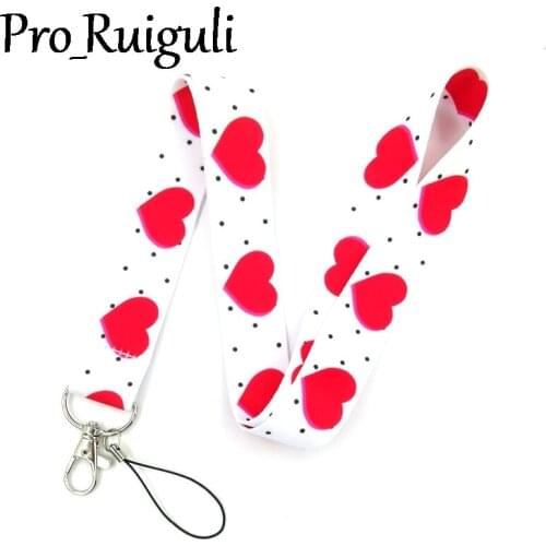 Pink Heart Love Point Wave Lanyard for Keys Phone Cool Neck Strap Lanyard for Camera Whistle ID Badge Cute webbings ribbons Gift