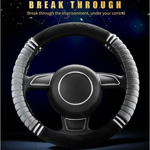 OGE Universal Soft Warm Short Plush Covers Car Steering Wheel Cover Auto Decoration Winter 3 Colors