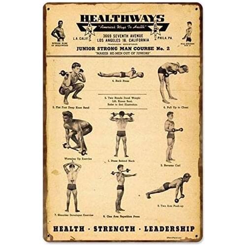 Gym Weight Training Vintage Metal Tin Sign Man Cave for Men Women,Wall Decor for Bars,wc,Restaurants,cafes Pubs,12x8 Inch