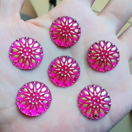 YUSDTSHA 150pcs Round Flat Back Acryl Rhinestone Stones and Gems For DIY Costume 2 holes Button Crafts -B103*10