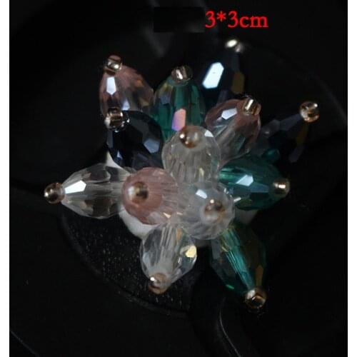 1pc 3D Handmade rhinestone beaded Patches for clothing DIY sew on 3*3cm colorful crystal parches Embroidery flowers applique