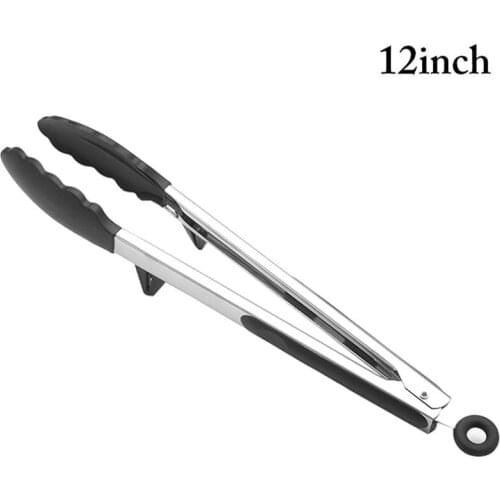 1pc Kitchen Food Tongs Anti-Slip Food Grade Silicone Barbecue Tongs Serving Tongs With Bracket Kitchen Tools Accessories