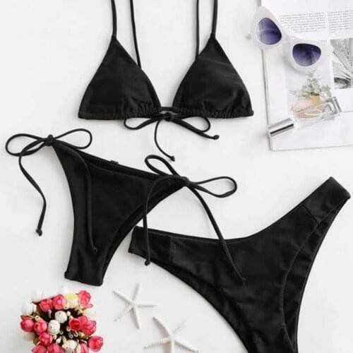 2020 Womens Underwear Solid Set Three Piece Filled Bra Lingerie Banded Three Piece Lingerie