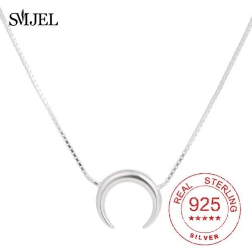 925 Sterling Silver Necklace Women Boho Moon Pendant Necklace Silver Chokers Necklace Girl Party Birthday Gifts for Mom