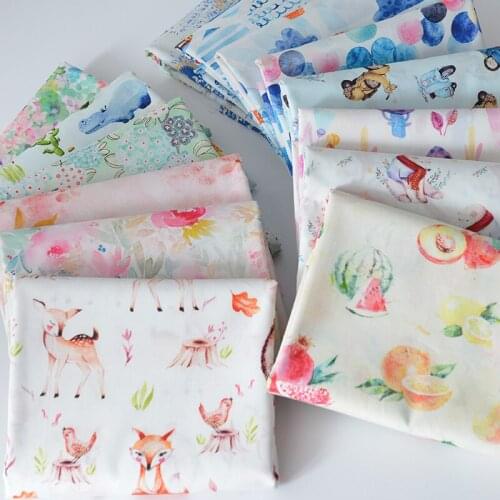 Pure Cotton Digital Printed Fabrics For Sewing Children Clothing Dress Shirt 60S Cotton Poplin Not See Through Summer Tissus