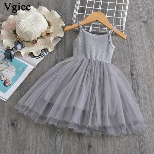 Vgiee Kids Dresses for Girls Summer Solid Toddler Girl Princess Dress To 3 To 7 Years Little Girl Clothes Baby Child Outfits