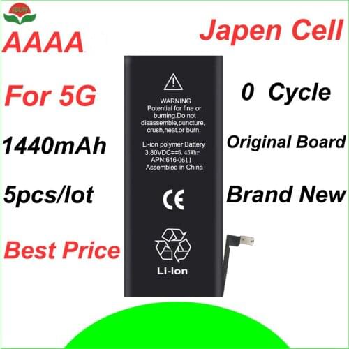 ISUN 5pcs/lot AAAA For iPhone 5 Replacement Battery APN 616-0613 1440mAh