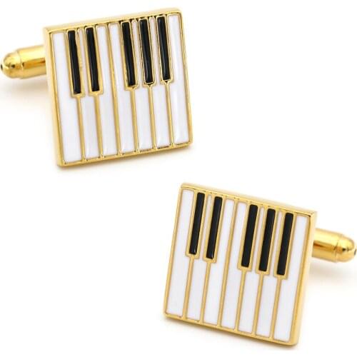 Piano Key Cufflinks For Men Music Design Quality Brass Material Golden Color Cuff Links Wholesale&retail