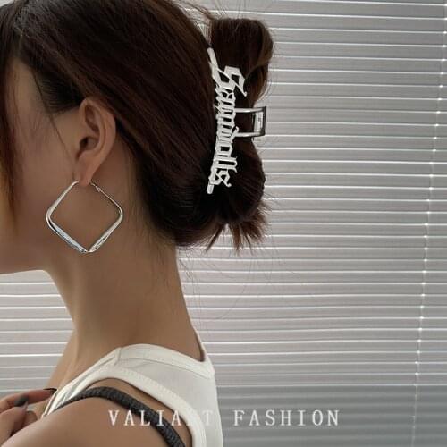 Korea Cool Metal Letter Splicing Hair Clips Claw Clips Female Shaped Back Head Pan Hair Large Claw Clips HairAccessories