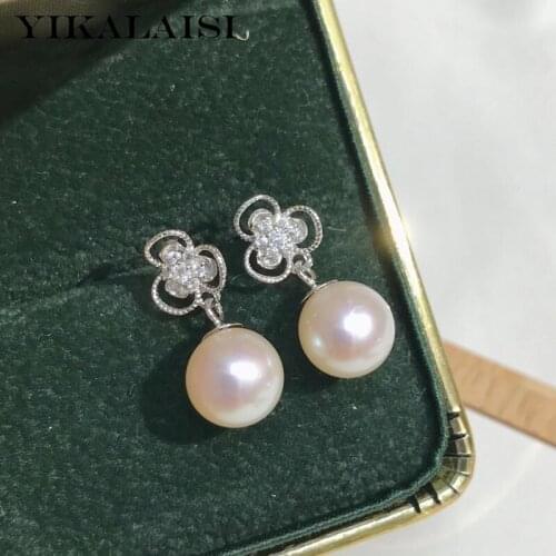 YIKALAISI 8-9mm Round Natural Freshwater Pearl Earrings Jewelry For Women 925 Sterling Silver Earrings New Arrivals Wholesales