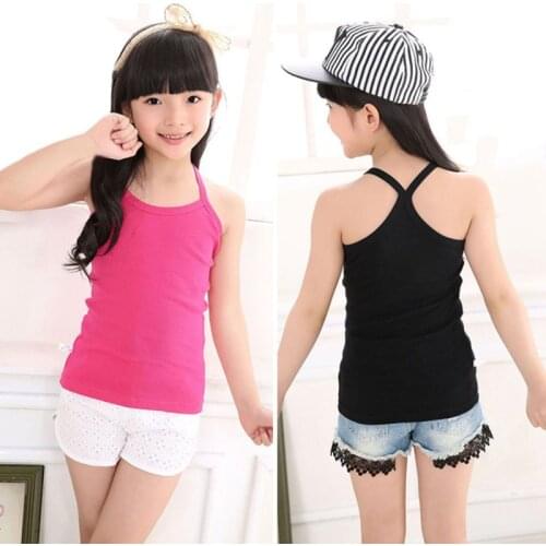 Summer Kids Girls Vest Underwear Camisoles Sleeveless Baby Girl Tanks Tops Underpants Children Combed Cotton 7 Colorsest