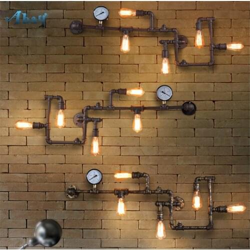 Loft Louis American Pipe Wall Sconces Lamps Vintage Retro Balcony Wall Lights Bedroom Dining Restaurant Bar Industry Fixtures