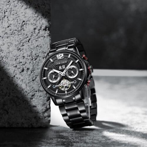 LOUIEJUELEN Mens Stainless Steel Watch