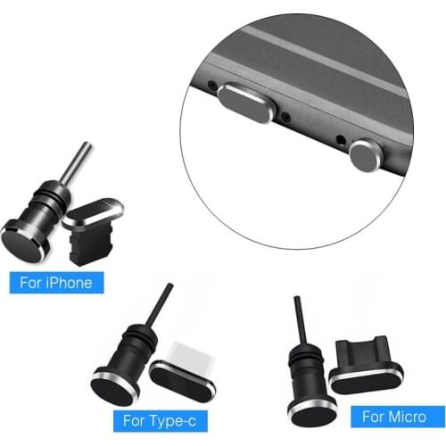 Metal dust plug Micro USB Type C charging port earphone jack retrieve card pin for iPhone Huawei Xiaomi MI android phone