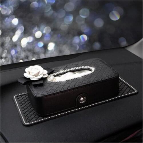 Fashion car Camellia tray carton paper towel hangging or block type multifunctional tissue box interior accessories female