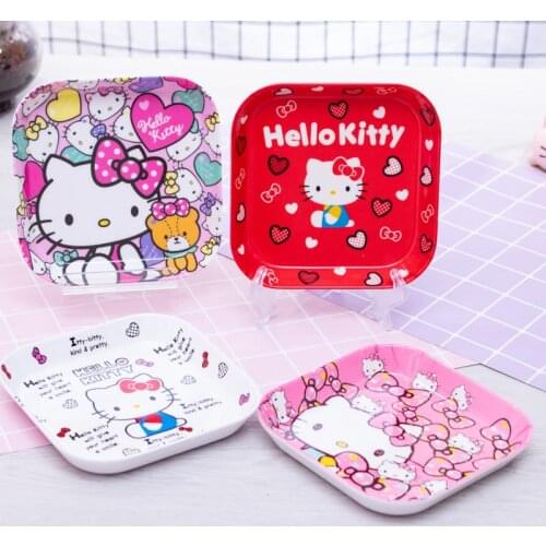 Cartoon Hellokitty Kitchen Plate Toys For Girl Gift 14*14cm Fashion Style Kitchen Tool Toy