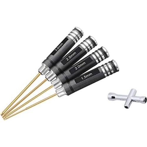 Hex Screw Driver Set RC Tools Kit Hexagon Screwdriver Kit with Cross Wrenches Sleeve for RC Helicopter Car Models