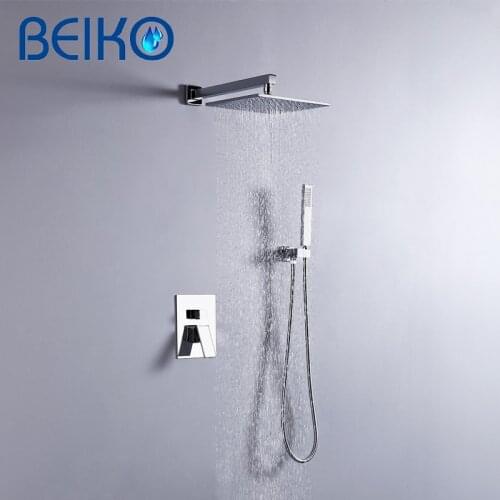 Stainless steel Bath Concealed Rainfall Shower Faucets Set Wall Mount Embedded Box Valve Shower System Bathtub Shower Mixers Tap