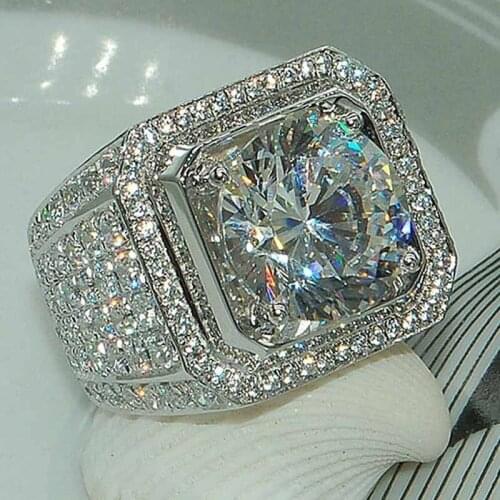 YGLCJ 2020 New Fashion MenS Crystal MenS Wedding Engagement Ring Punk Rock MenS Ring Jewelry Size 7-10