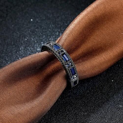 Luxury Black Gold Color Band Rings Wedding Jewelry Accessory Cubic Zirconia Crystal Engagment Promise Rings Femme