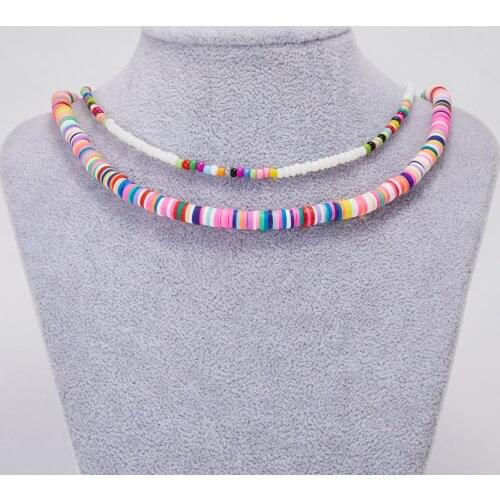 Bohemian Handmade Colorful Beads Necklace Candy Color Double-layer For Women Fashion Jewelry Neck Chain Wedding Party Gifts
