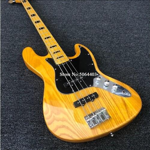 Factory direct 4 string electric bass, light yellow paint, maple fingerboard, black square inlay JB bass, free shipping