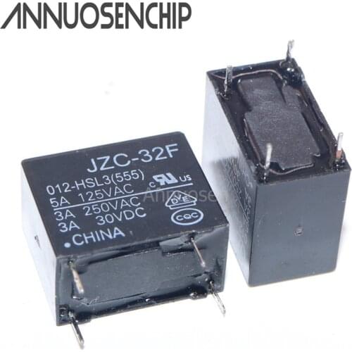 Relay 10PCS JZC-32F JZC-32F-012-HSL3 JZC-32F/012-HSL3 HF32F-012-HSL 4PINS 0.2W 5A DC12V 12VDC NEW ORIGINAL